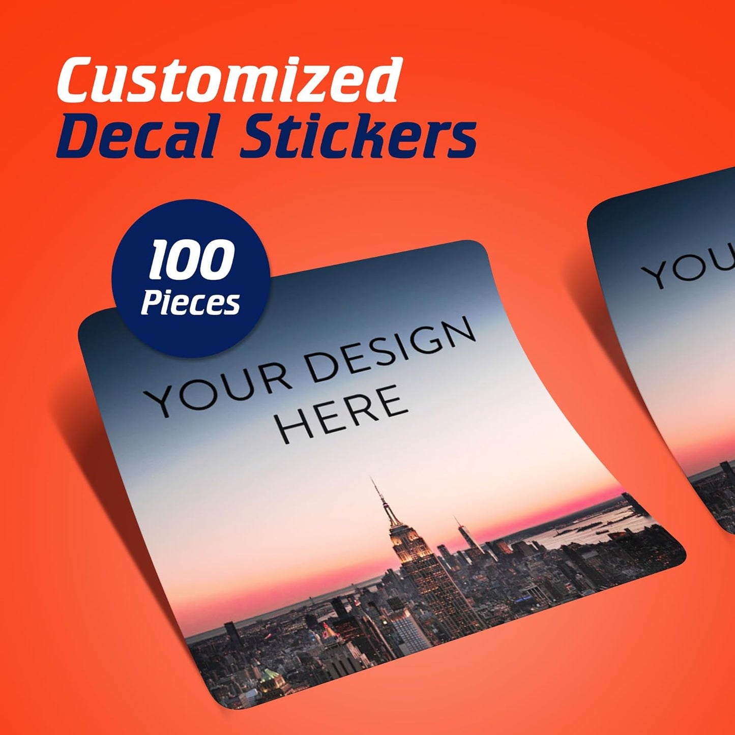 100 Custom Vinyl Stickers - Upload Your own Image, Text, Design, Logo - Personalized Logo Labels for Handmade, Packaging, Bottle, Jars, Candle, Brand Stickers (City, 4x4 Square)