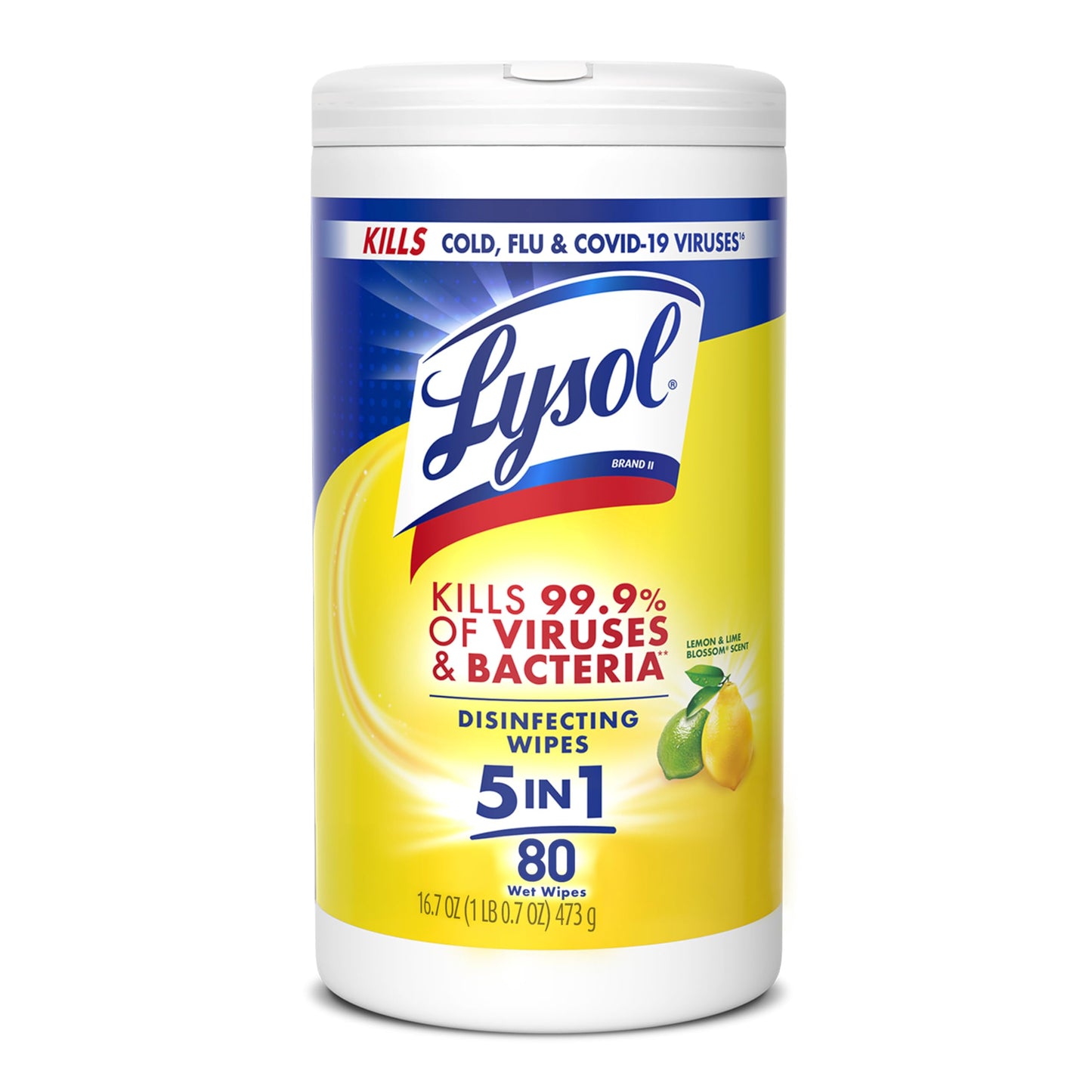Lysol Disinfecting Wipes, Multi-Surface Cleaner, Lemon, 80 ct.