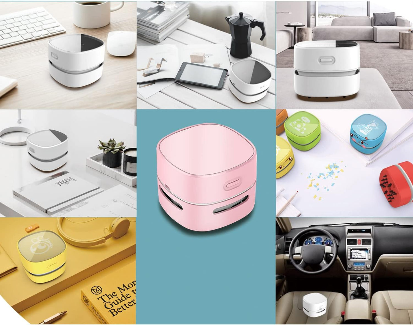 ODISTAR Desktop Vacuum Cleaner, Mini Table dust Sweeper Energy Saving,High Endurance up to 400 mins,360º Rotatable Design for Keyboard/Home/School/Office (Pink Charging)