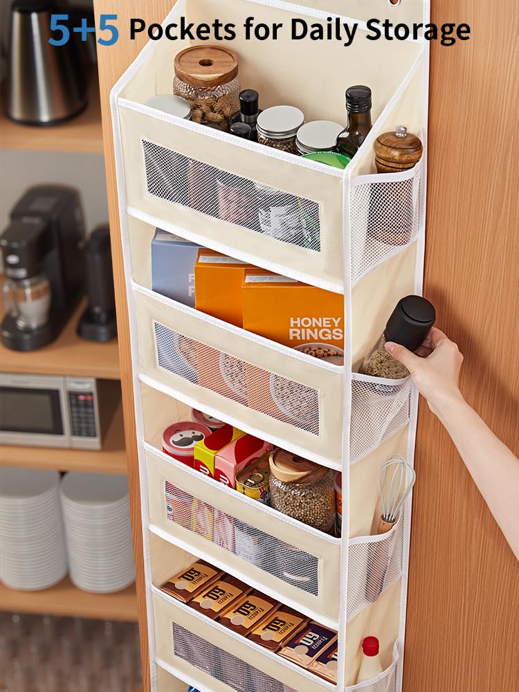 JARLINK Over the Door Organizer for Bedroom, Pantry Bathroom, 5 Shelf Beige