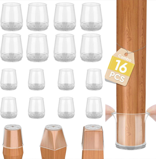 BALEINE 16 Pack Silicone Chair Leg Floor Protectors, Stool Leg Protectors Cap, Non-Slip Chair Leg