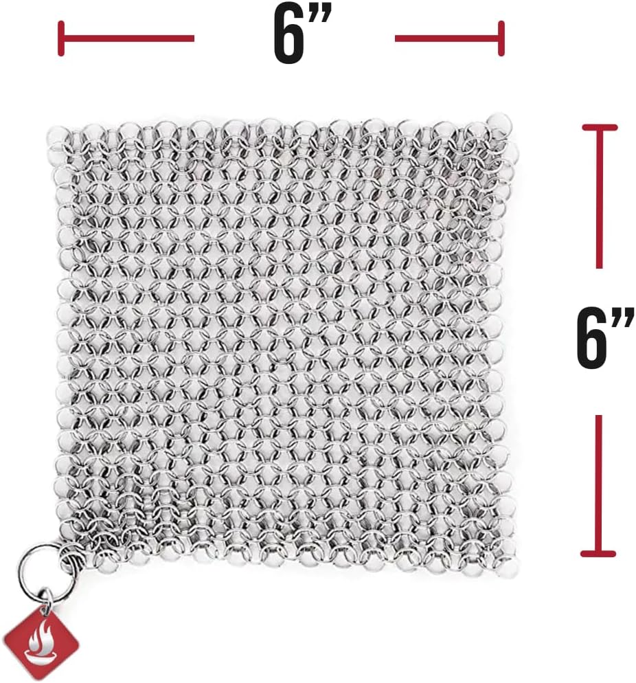 Knapp Made CM Scrubber 6" Small Ring Cast Iron Scrubber - Cast Iron Cleaner for Hard Anodized Cookware, Pre-Seasoned Pans, Dutch Ovens, Iron Pans, Grills and Skillet. Chain Mail Scrubber Cast Iron