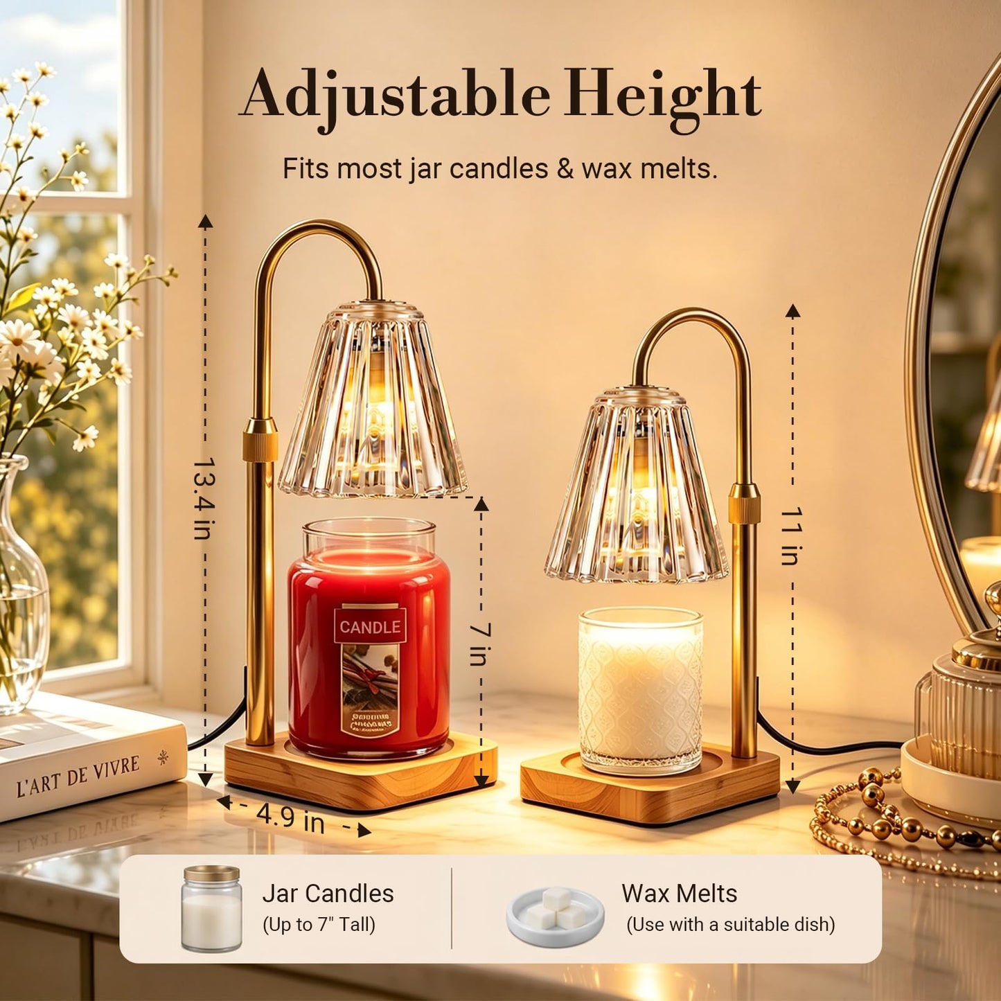 Marycele Candle Warmer Lamp with Timer & Dimmer, Gifts for Mom Office Decor