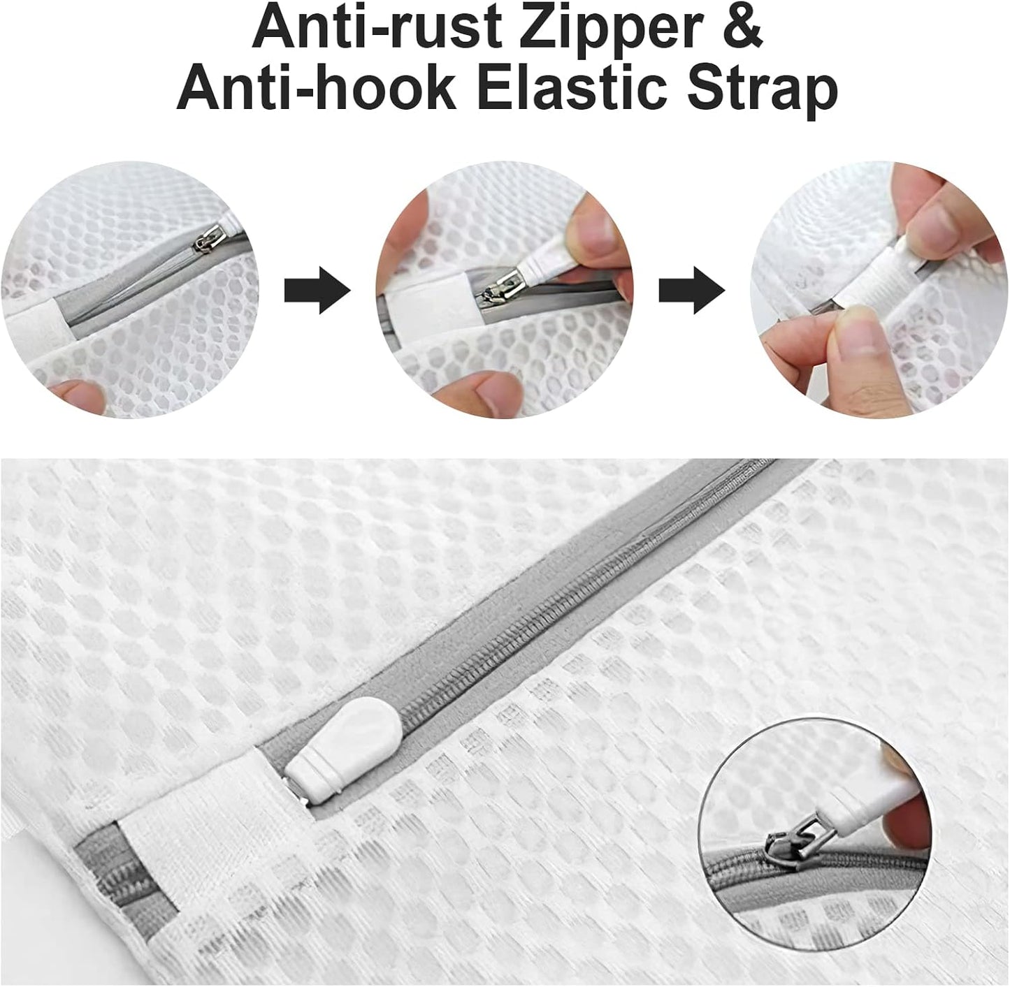 Small Honeycomb Lingerie Bags with Hanging Loop- MDSXO 3 Pack Mesh Laundry Bags for Washing Delicates, White Wash Bags for Socks, Bra, Mask, Baby Clothes 10 * 12 inch [3 Pack]