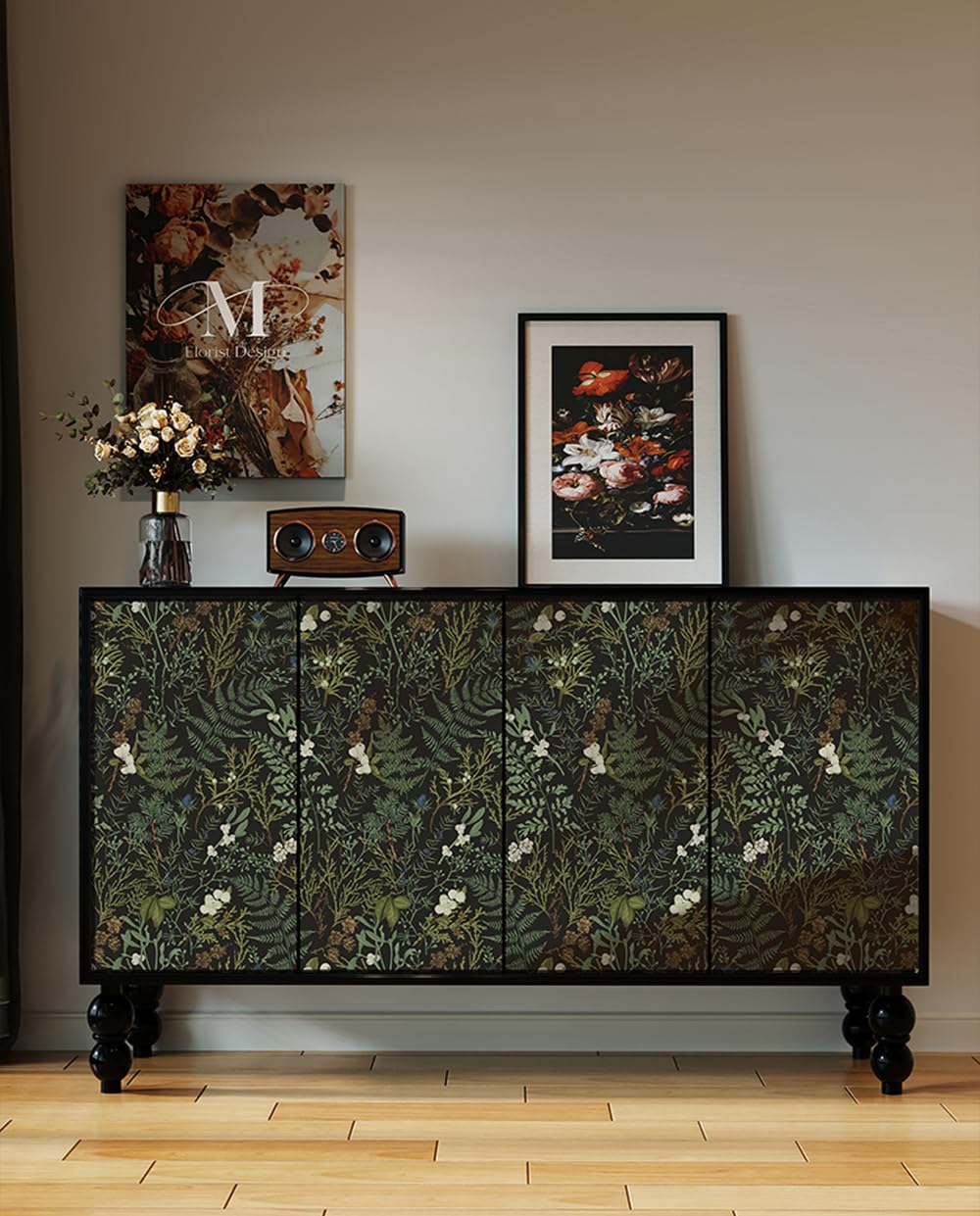 Dark Green Fern Botanical Shelf Liner Contact Paper Self Adhesive Vinyl Botanical Drawer Liner Wall