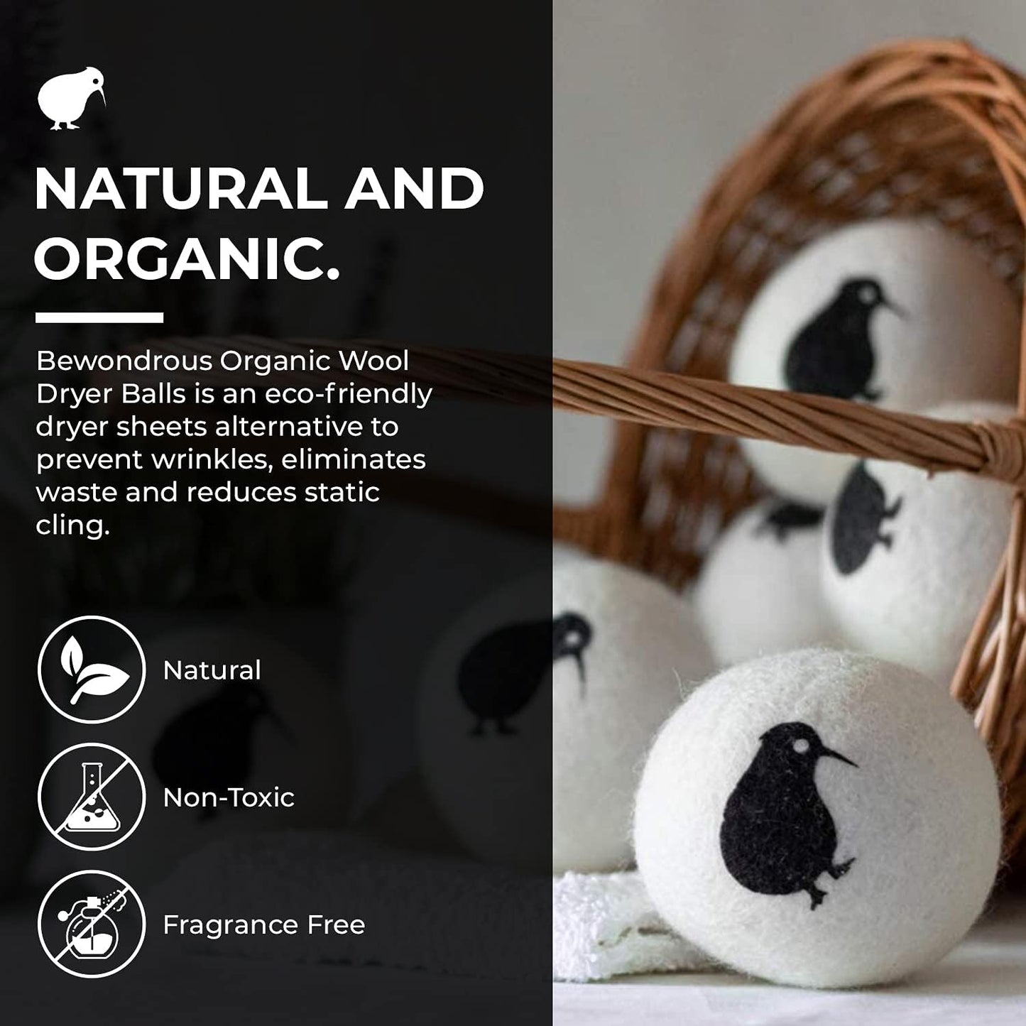 Wool Dryer Balls XL, 100% New Zealand Organic Wool - Reusable Natural Fabric Softener for Laundry, Dryer Sheets Alternative - Prevent Wrinkles and Anti Static (White, 4-Pack)
