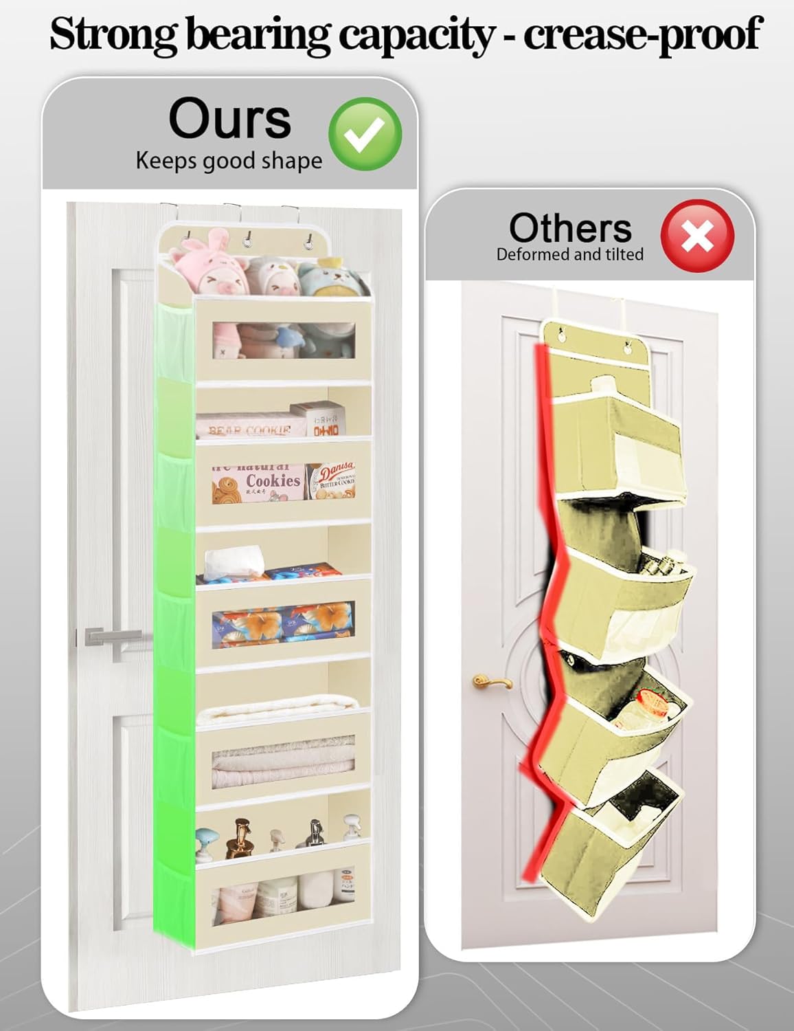 Over The Door Organizer, 5 Shelves Closet Door Hanging Organizer with 10 Mesh Pockets, Nursery Closet Organizer, Baby Essentials, Dorm Room Essentials for Girls