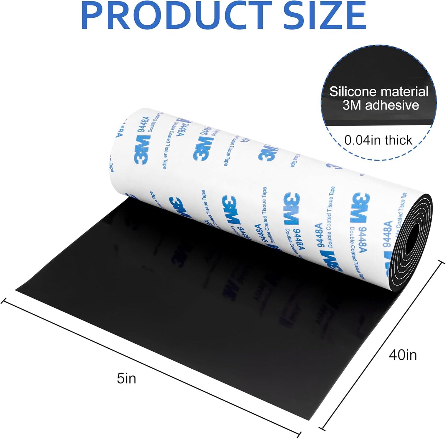 Silicone Furniture Pads, 5" x 40" Non Slip Furniture Pads Anti Skid Pads Non Slip Self Adhesive Cuttable Silicone Tape Strip Roll for Protecting Hardwood Floors Chair Wall Protector - Black