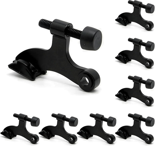 8 Pack Hinge Pin Black Door Stopper, Adjustable Heavy Duty Hinge Pin Door Stop with Black Rubber