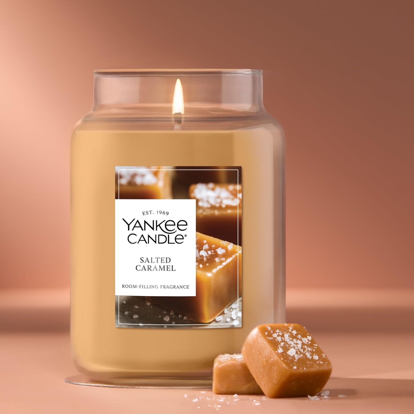 Yankee Candle Salted Caramel Scented Candle, 22oz Large Jar, Up to 150 Hour Burn Time, Giftable