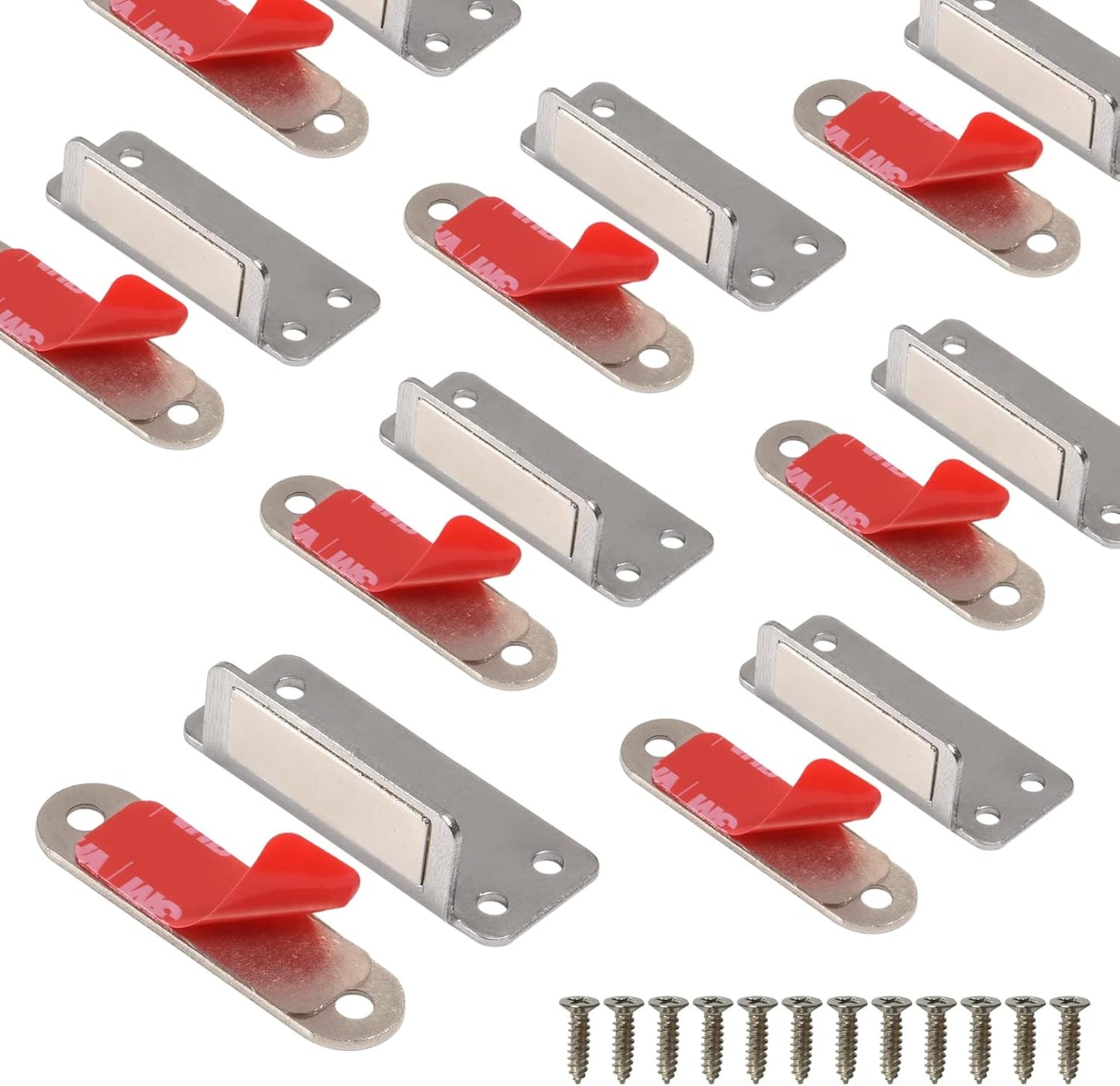 Mousike Double Magnetic Door Catch，60lb Stainless Steel Cabinet Door Magnets with Strong Magnetic for Kitchen Cupboard Wardrobe Closet Cabinet Door Drawer Latch (20Pack)