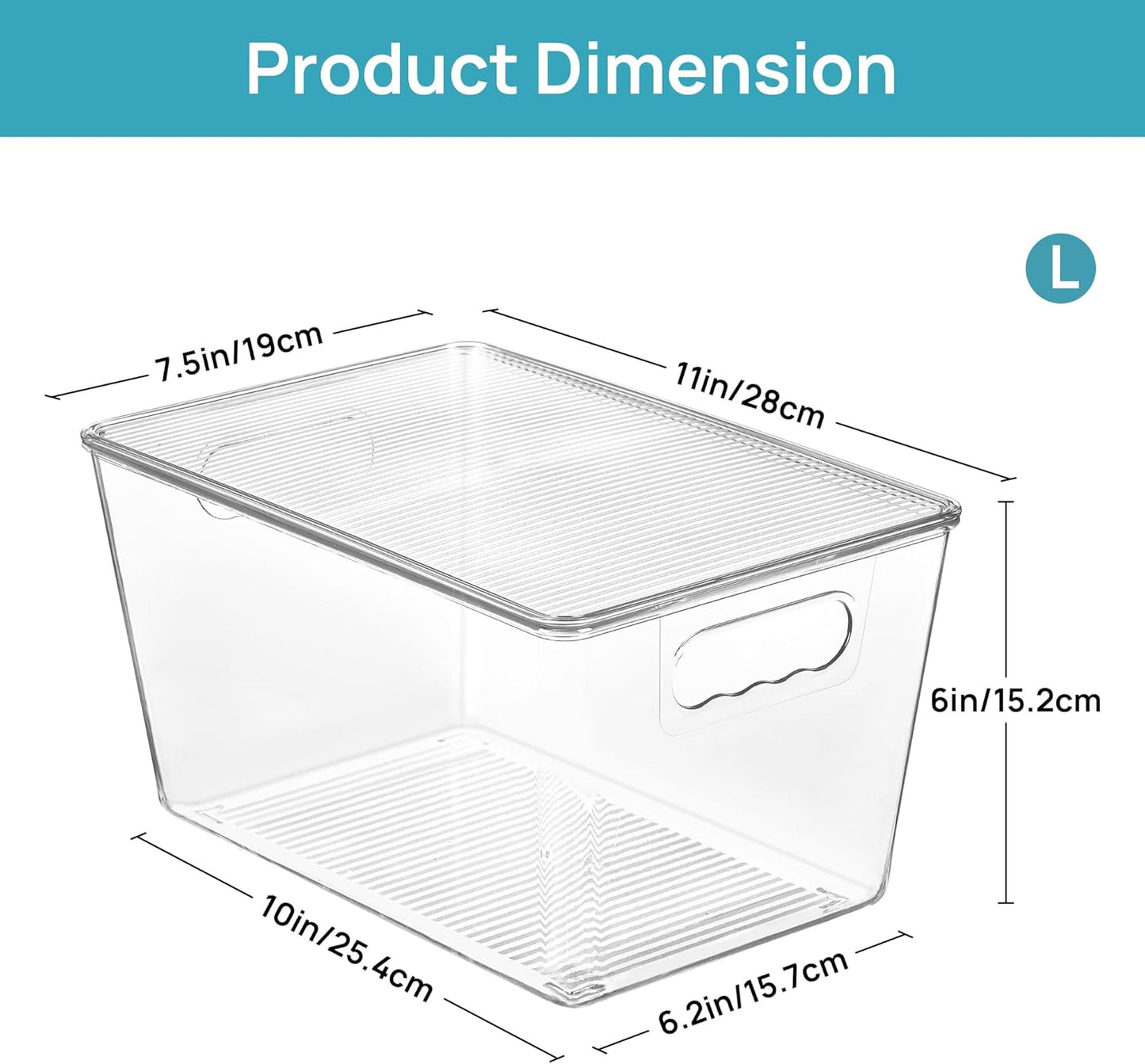 Vtopmart 6 Pack Clear Stackable Storage Bins with Lids, Large Plastic Containers with Handle for Pantry Organizer and Storage,Perfect for Bathroom,Cabinet,Kitchen,Fridge,Closet Organization