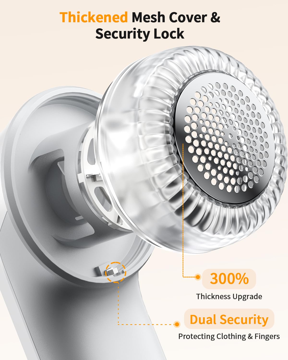 Fabric Shaver, Rechargeable Lint Shaver with Digital Display, Electric Portable Sweater Shaver with 6-Leaf Blades and Safety Lock, 3-Speeds Lint Remover to Remove Pilling for Clothes, Furniture White