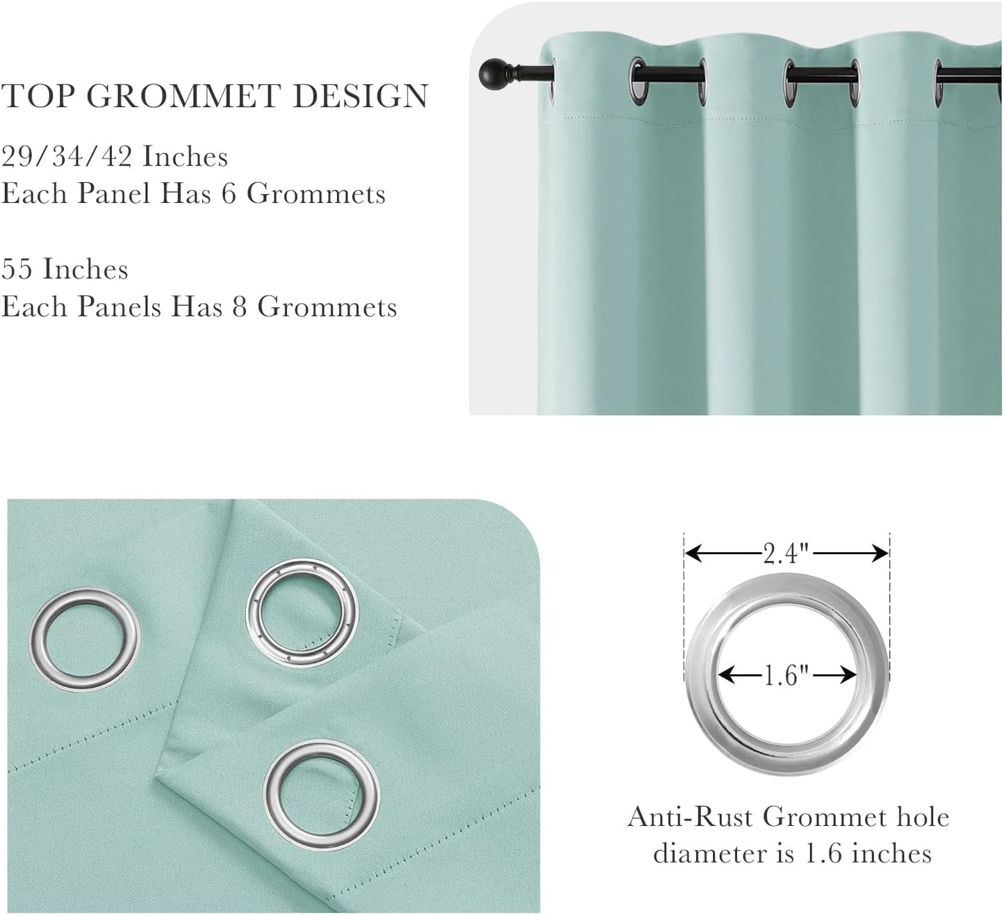 PONY DANCE Aqua Short Blackout Curtains 36 inch Length for Kitchen, Privacy Small Black Out Grommet Half Window Drapes for Bathroom Cabinet Camper RV Bunk(W42 x L36 inch, 2 Panels)