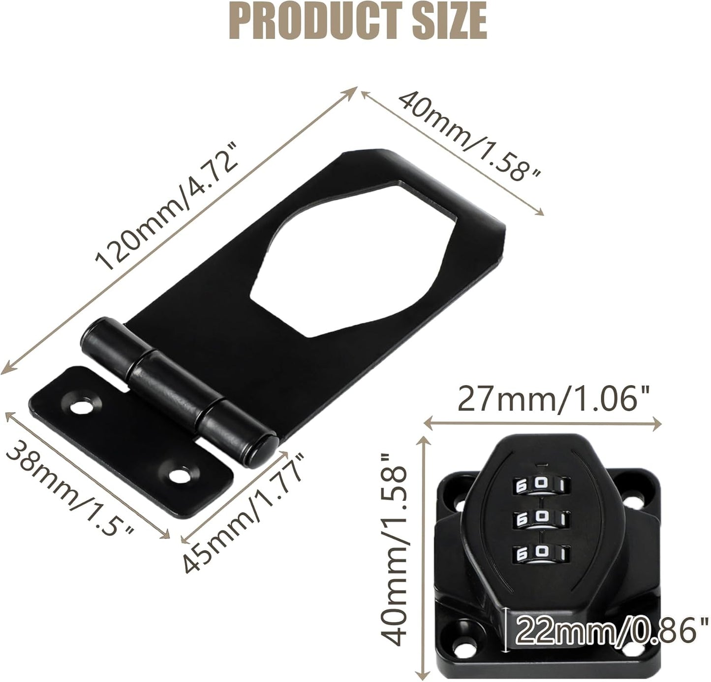 Password Rotary Hasp Locks, Digit Combination Lock Door Security Slide Latch Door Lock for Drawers, File Cabinets, Cabinets, Interior Doors, Barns, Garage Doors, Fence (5 Inch)