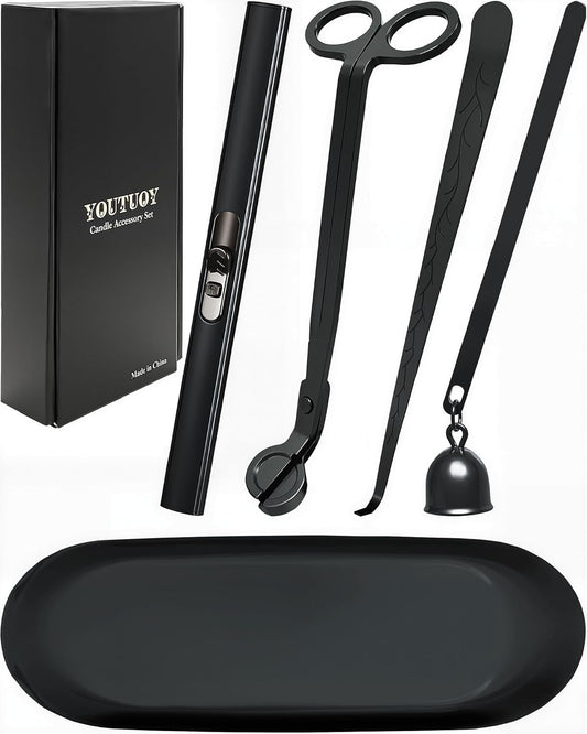 5 in1 Candle Accessory Set with Rechargeable Candle Lighter, Candle Wick Trimmer, Candle Wick