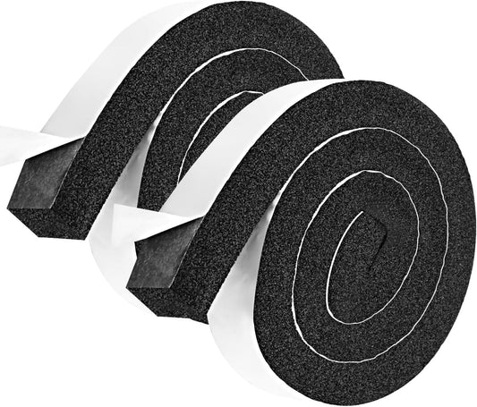 2 Rolls 1/2 Inch W 1/2 T Weather Stripping Air Conditioner Open Cell Foam Seal Tape, Window
