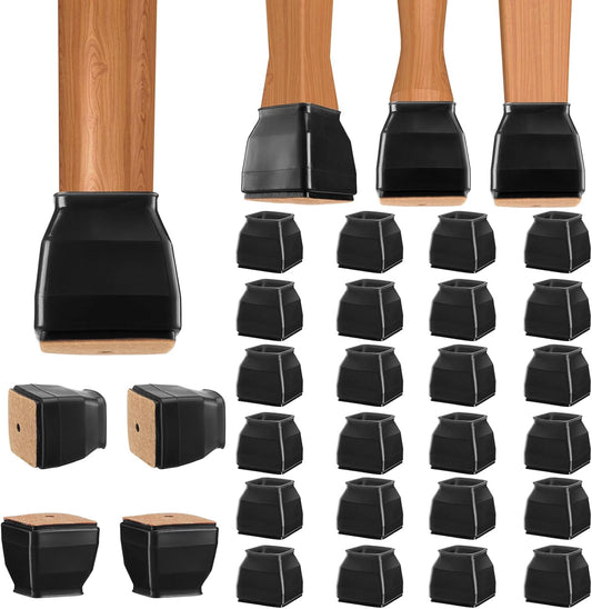 BALEINE 24 Pack Silicone Chair Leg Floor Protectors, Stool Leg Protectors Cap, Non-Slip Chair Leg