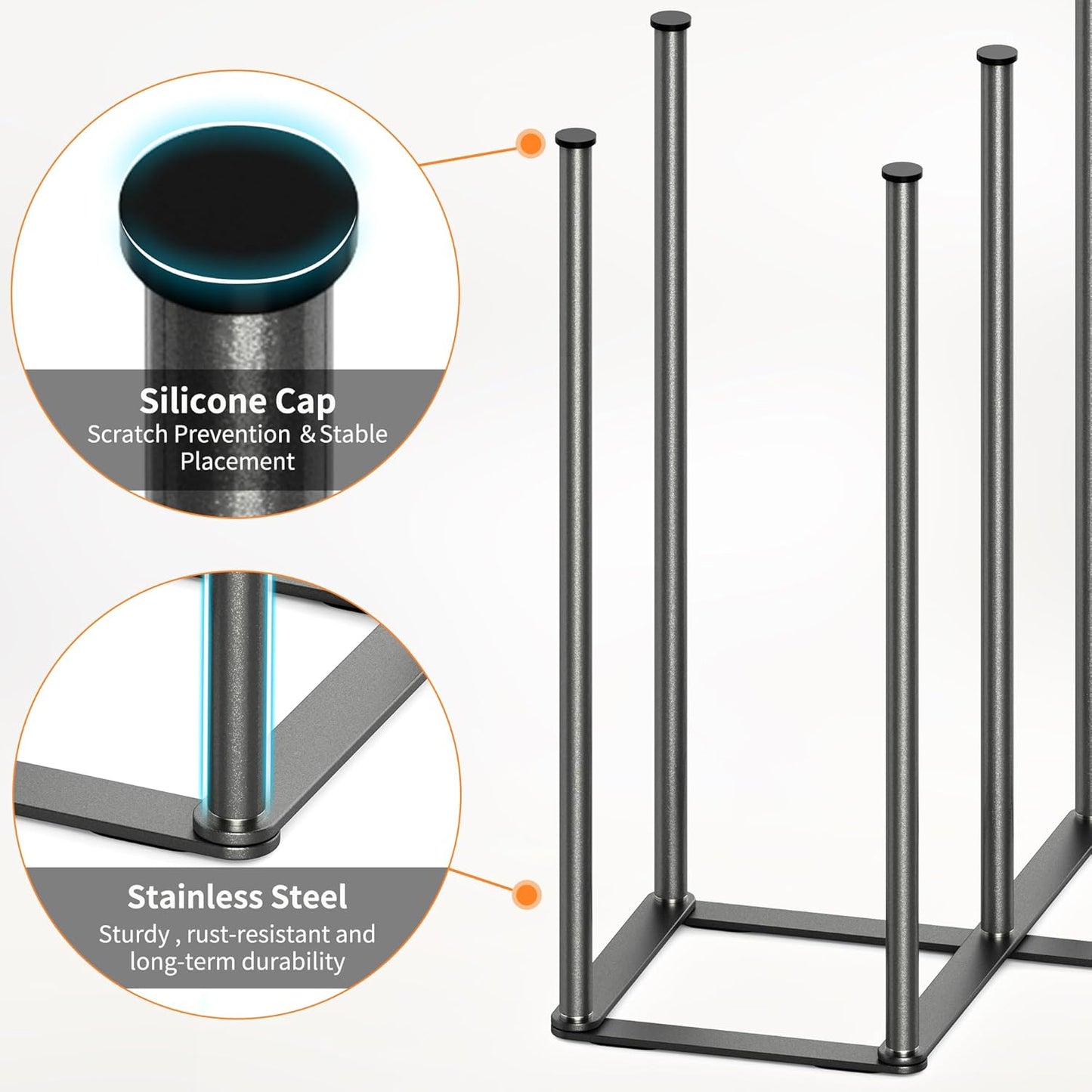 Foldable Bottle Drying Rack, Baby Bottle Drying Rack, Collapsible Cup Draining Holder, Retractable Reusable Storage Bag Dryer with Non-Slip Bottom - Stainless Steels (Starlight Gray)