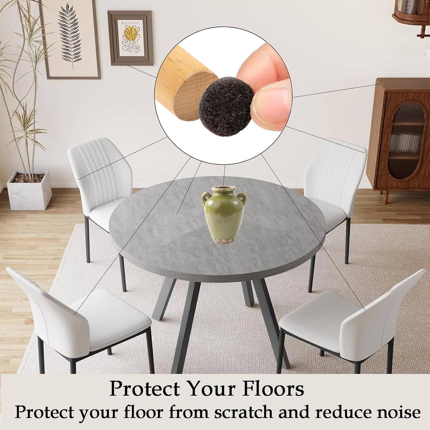 Fursafe&Q Felt Furniture Pads for Hardwood Floors -Self Adhesive Felt Chair Leg Pads，Furniture Feet
