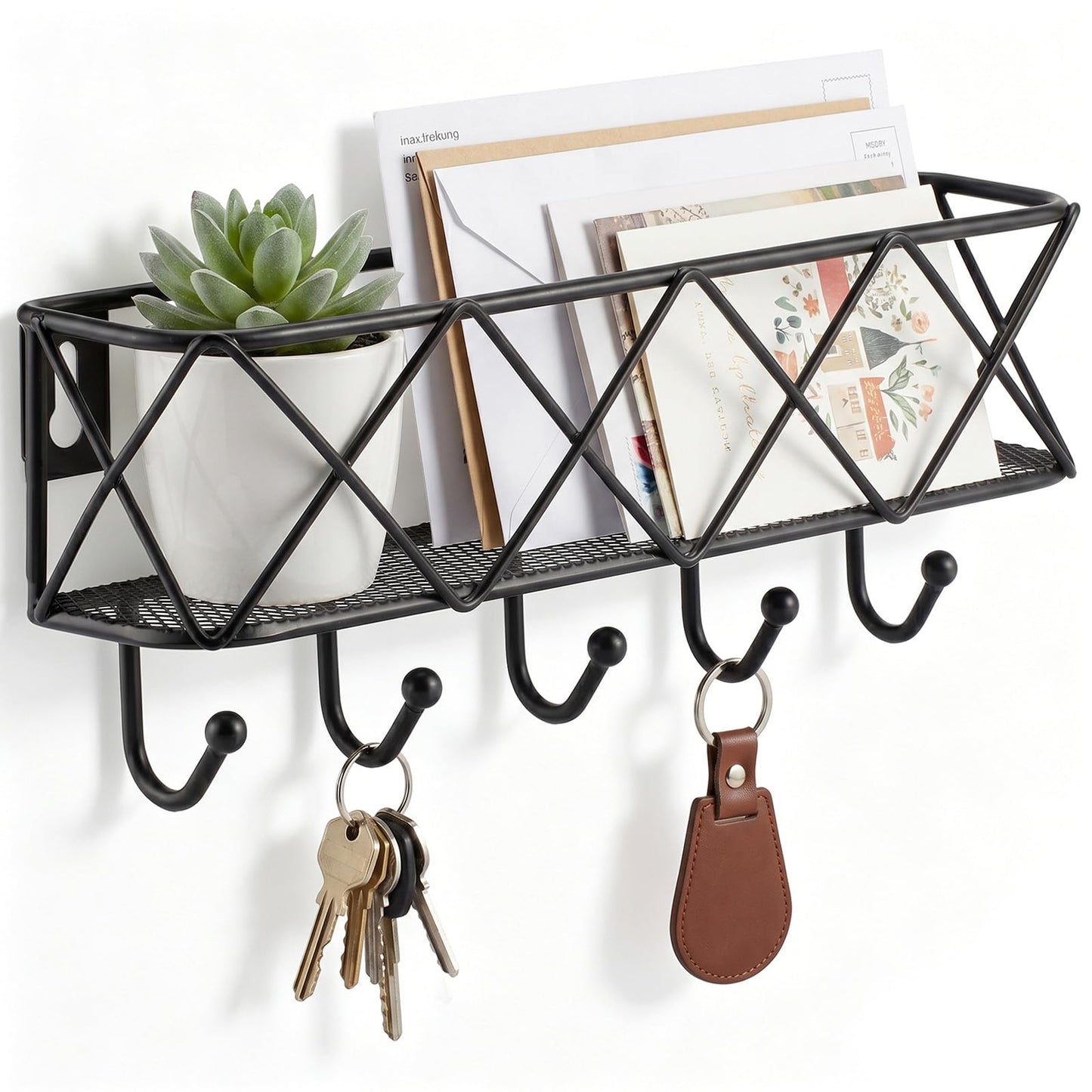 HappyHapi Key Holder Wall Mount, Metal Key Rack, 9.8”Lx2.1”Wx4.1”H