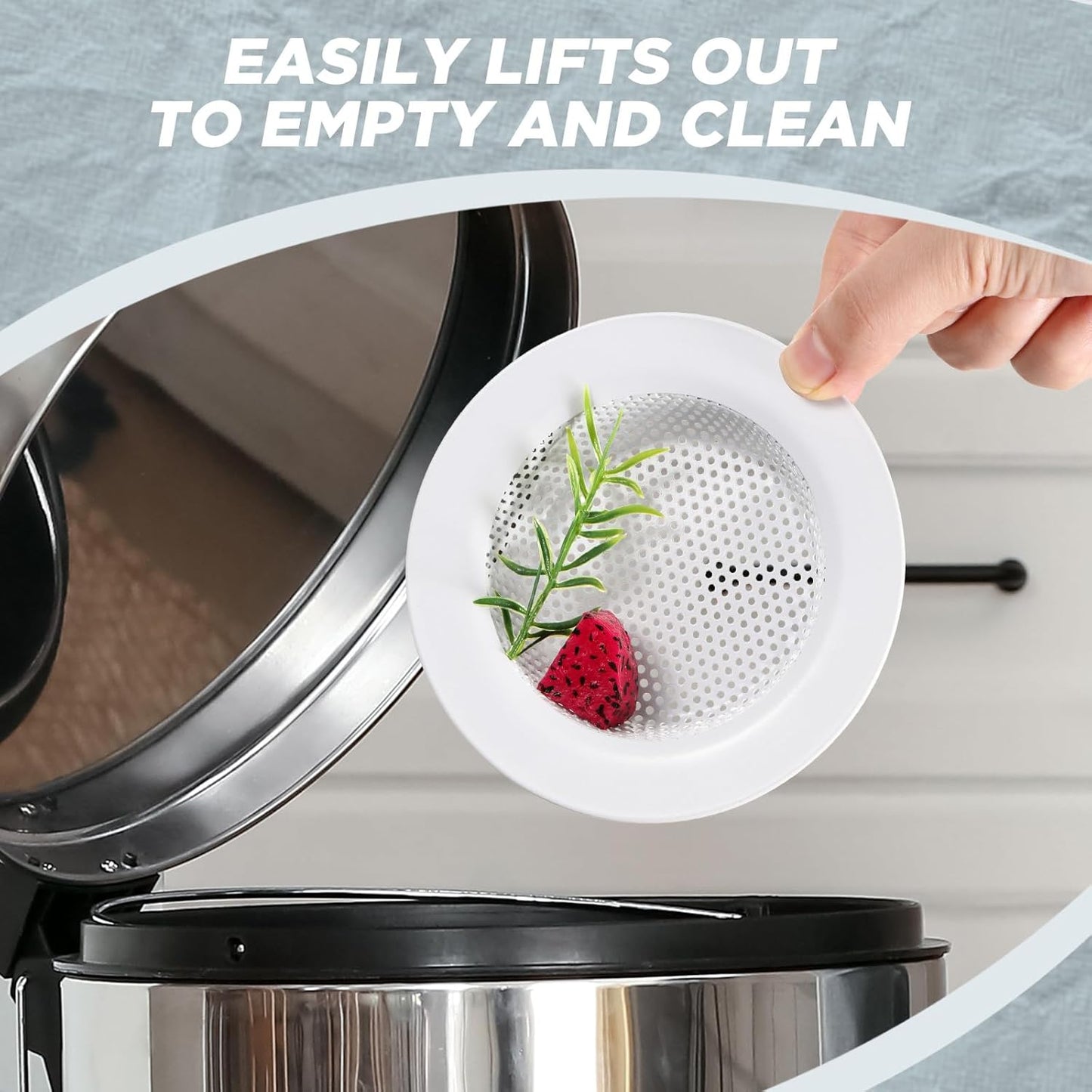 Retisee 2 Pcs Sink Strainer Stainless Steel Kitchen Sink Drain Strainer Basket Cover Mesh Hair Food Catcher, Large Wide Rim of 4.4 Diameter(Porcelain White)