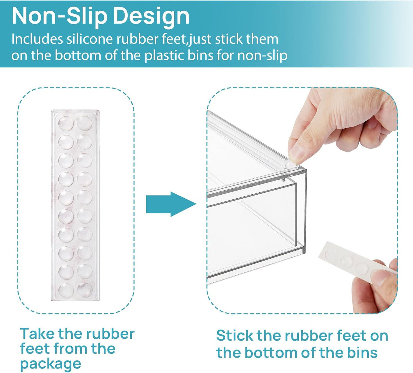 Vtopmart Stackable Storage Drawers Set of 8, Clear Plastic Organizer Bins for Bathroom Supplies,Ideal for Cabinet,Pantry,Laundry Room Organization