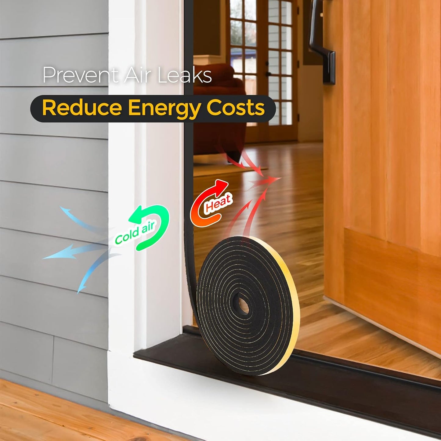 50 Feet Weather Stripping Door Seal, 1/4" Wide X 1/8" Thick Door Seal Strip High Density Foam Tape Adhesive Strip for Door Soundproofing,Window Insulation (1/4" x 1/8" x 50FT,Black)