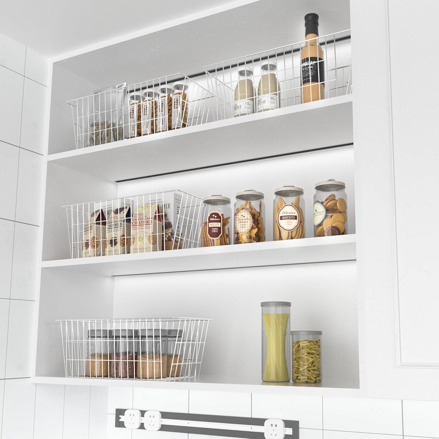 SANNO 15.7in Freezer Baskets Bins - Freezer Storage Containers Organizer for Office, Bathroom, Pantry