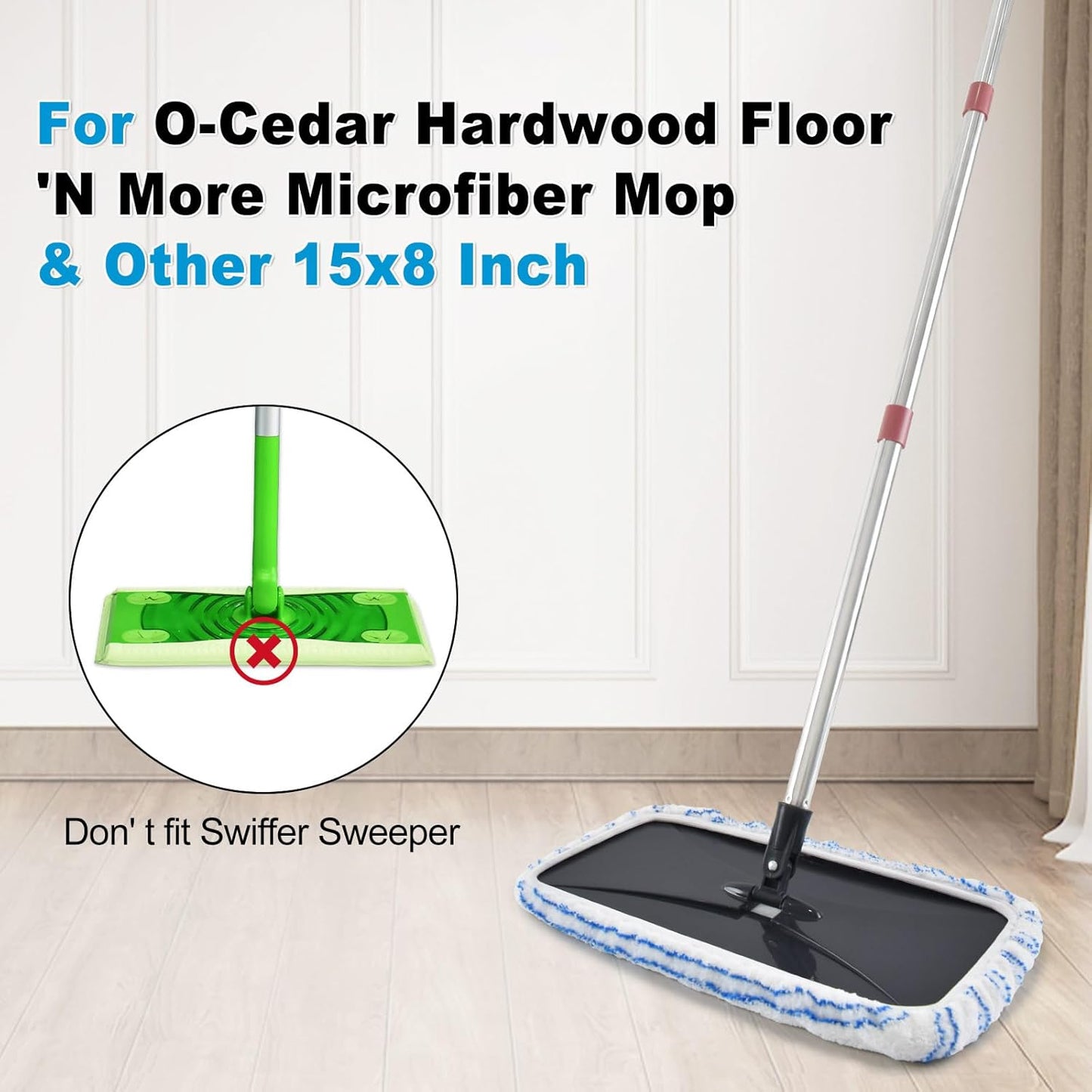5 Pack Mop Heads Replacements for Ocedar Hardwood Floor 'N More Microfiber Mops,Terry Cloth Mops Refills 15 x 8 Flat Dust Mop Pads for O Cedar mop, Washable & Reusable Mopping Pads