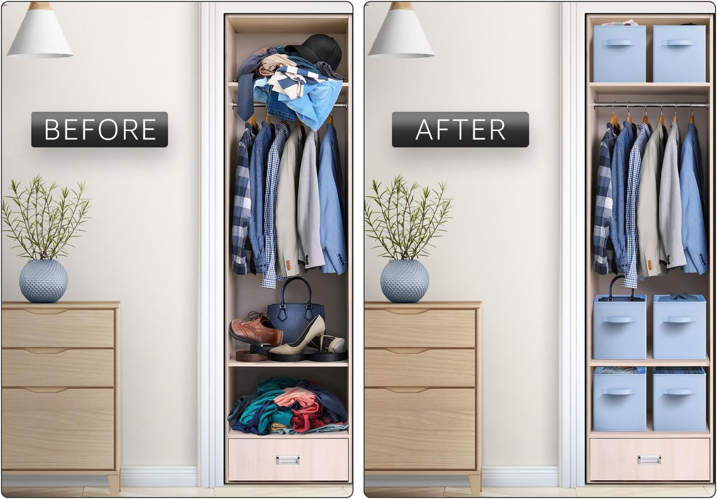 Sorbus 13 Inch Storage Bins - Sturdy Collapsible Fabric Storage Cubes with Handle - 8 Foldable Baskets for Organizing Clothes, Toys, Books - Storage Baskets for Shelves, Closets