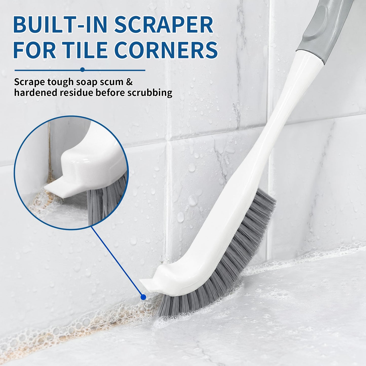 3PCS Heavy Duty Scrub Brush Set - Shower Cleaning Brushes for Bathroom