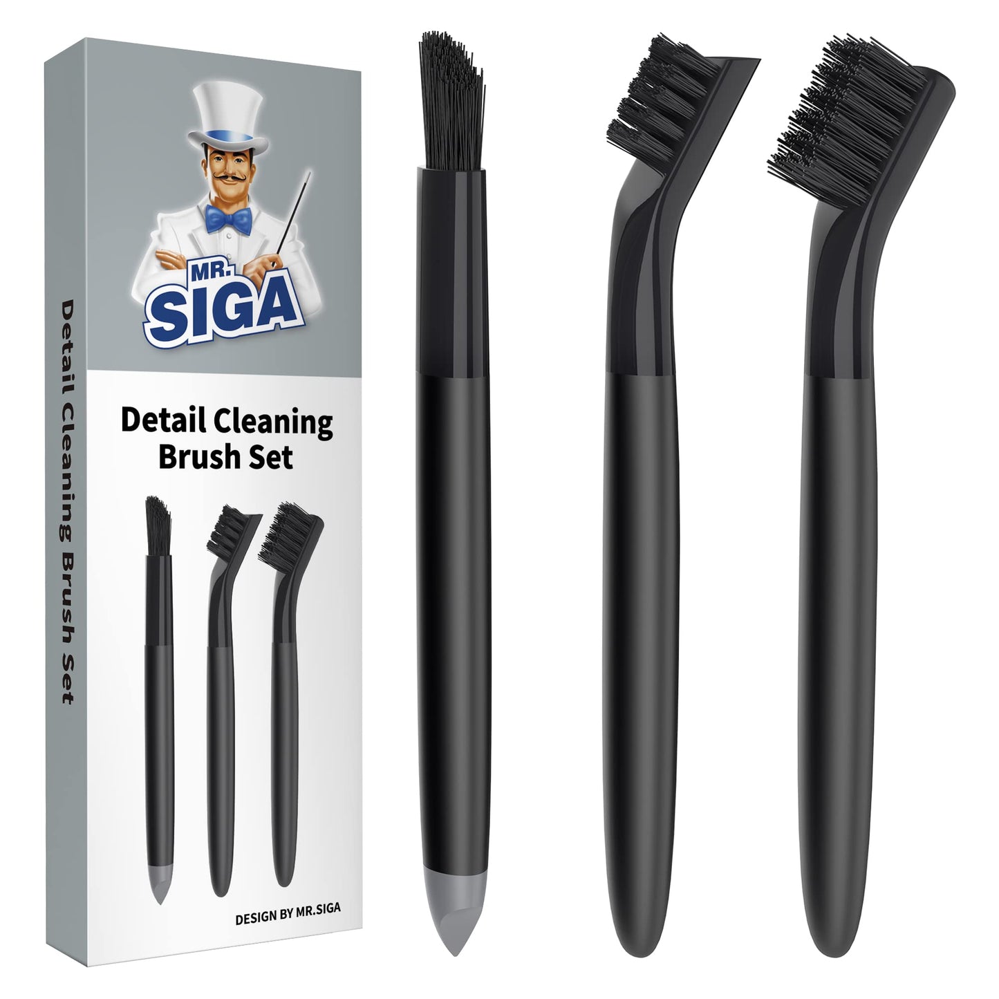 MR.SIGA Grout Cleaner Brush Set, Detail Cleaning Brush Set for Tiles, Sinks