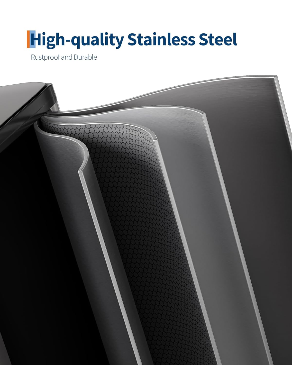 GarveeHome 2 x 10.6 Gallon Stainless Steel Double Trash Can with Lid for Kitchen, Large Dual Trash and Recycle Bin Combo, Step-on Kitchen Metal Garbage Cans, PP Inner Buckets, Liner Rim, Matte Grey