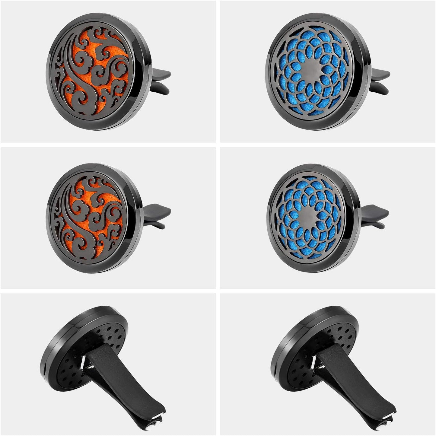 2 Pieces 316L Car Aromatherapy Oil Diffuser Air Freshener with 48 Felt Pad (Cloud, Sunflower Patterns)