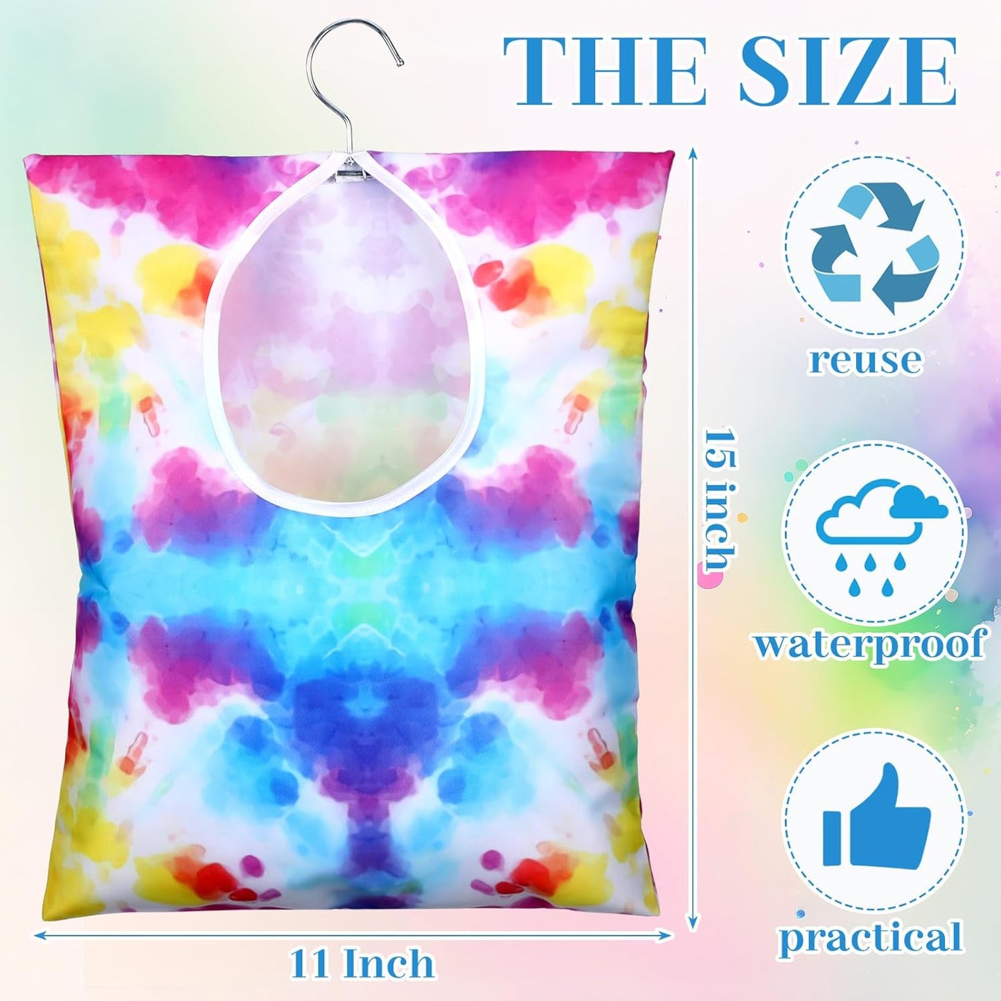 Woanger 2 Pcs Clothes Pin Bag Clothespin Holder 15 x 11 in to Hang on Line Clothes Pin Hanging Bag for Clothesline Outdoor Storage Organizer Basket with Large Opening(Bright Style)