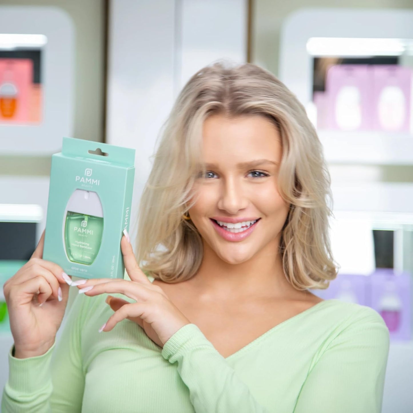 PAMMI Power Mist Hydrating Hand Sanitizer Spray, Portable Travel Size Pocket Hand Sanitizer, Scented Handsanitizer Mini Spray For Car - 600 Sprays (4 Pack (Aloevera, Peach, Guava, Rose))