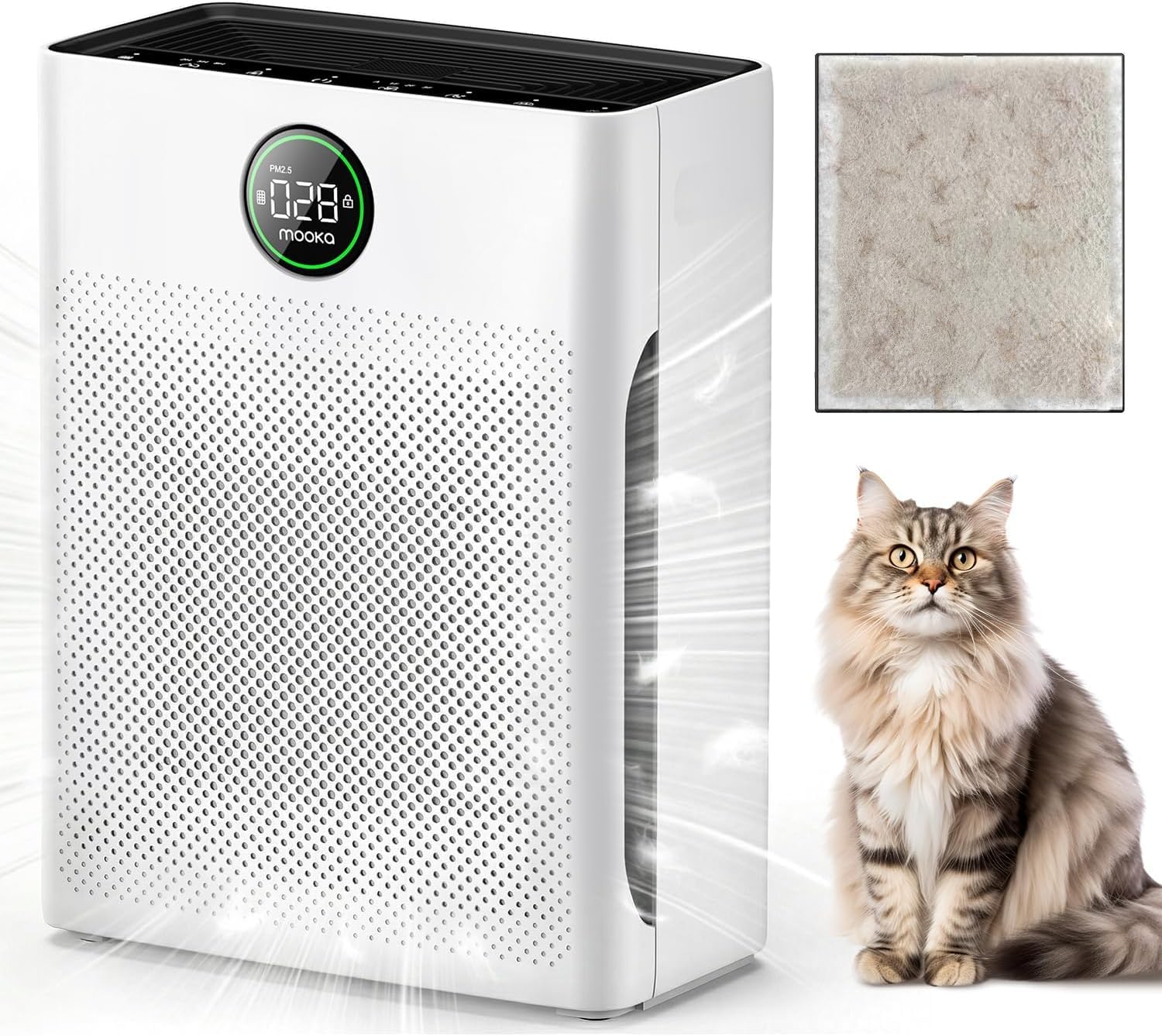 Air Purifiers for Home Large Room up to 2200sq.ft, MOOKA Air purifier for Home Pets with Washable