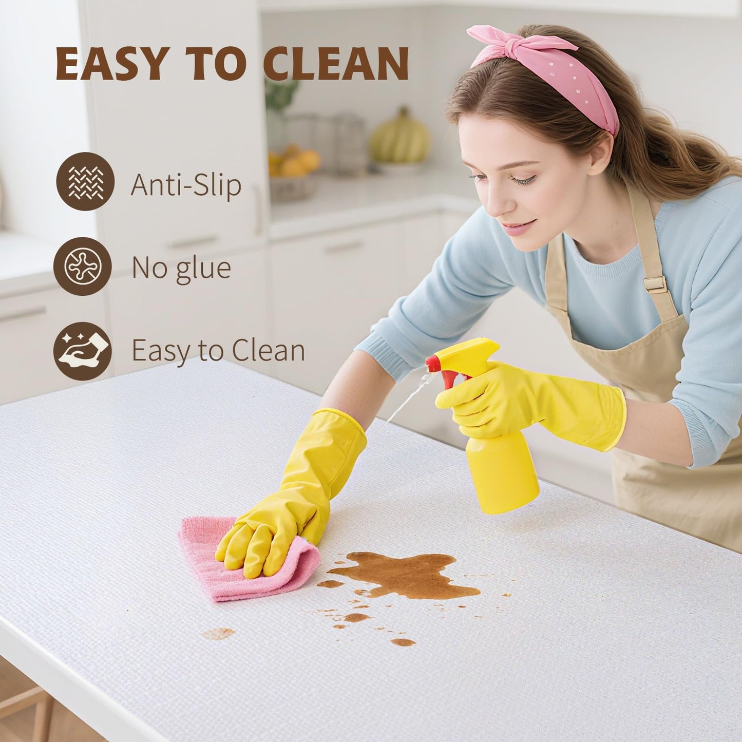 Shelf Liners for Kitchen Cabinets 12in x 20FT, Non Adhesive Drawer Liner