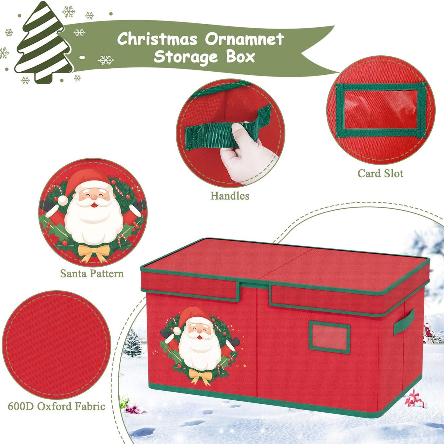 Christmas Ornaments Storage Boxes Christmas Ornament Organizer Storage Box with Adjustable Divider Fit 72 of 3 Inch Ornaments 600D Oxford Fabric Ornament Storage Box for Decoration Storage