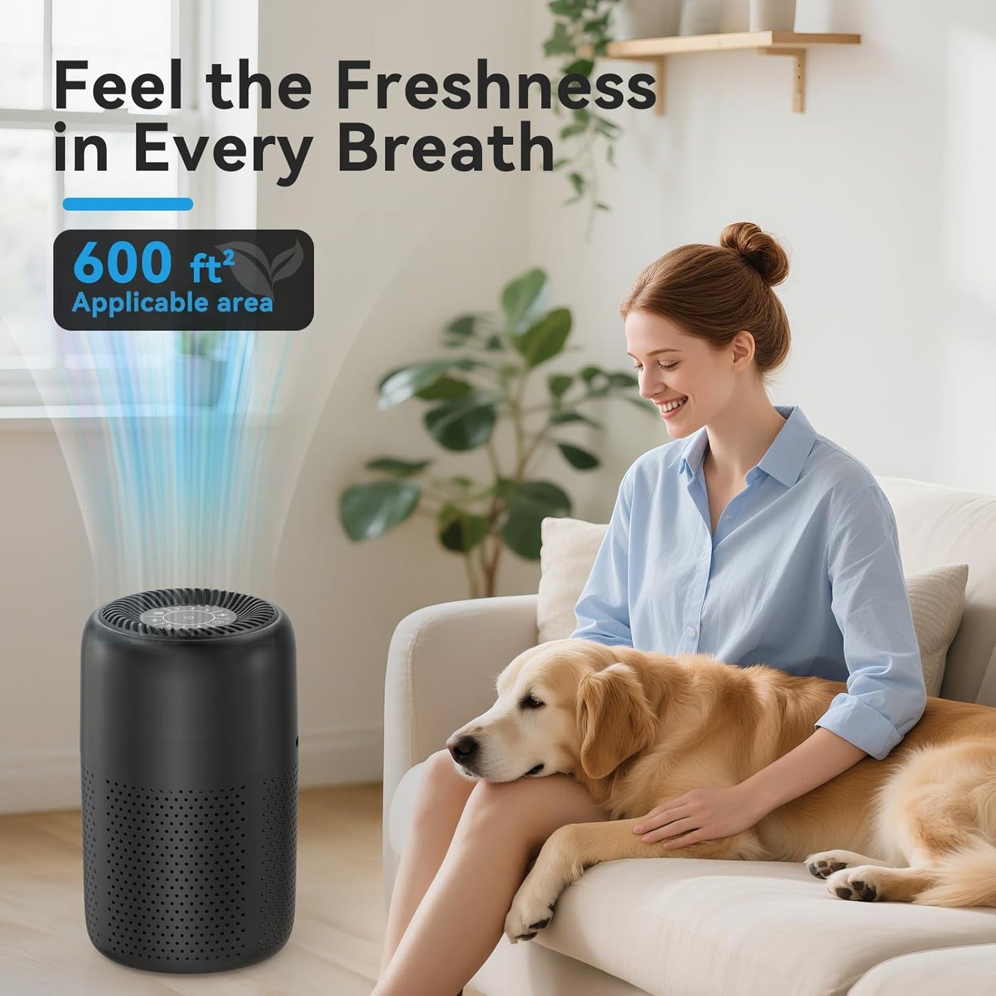 Small Air Purifiers for Bedroom Home Dorm Up to 600 sqft,20 dB Quiet Desktop Air Purifier With Night Light,H13 HEPA Filter,For Smoke Pets Dander Hair Filter,For Apartment Kitchen