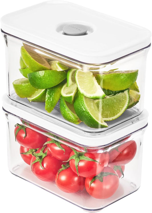 VAKUEN Premium Airtight Food Storage Containers, Rectangular 2PC(1.06qt), Smart One-Click Seal Lid, No Hinges, Patented Double Silicone Lining, 100% Leak Proof, BPA-FREE, Dishwasher, Microwave Safe