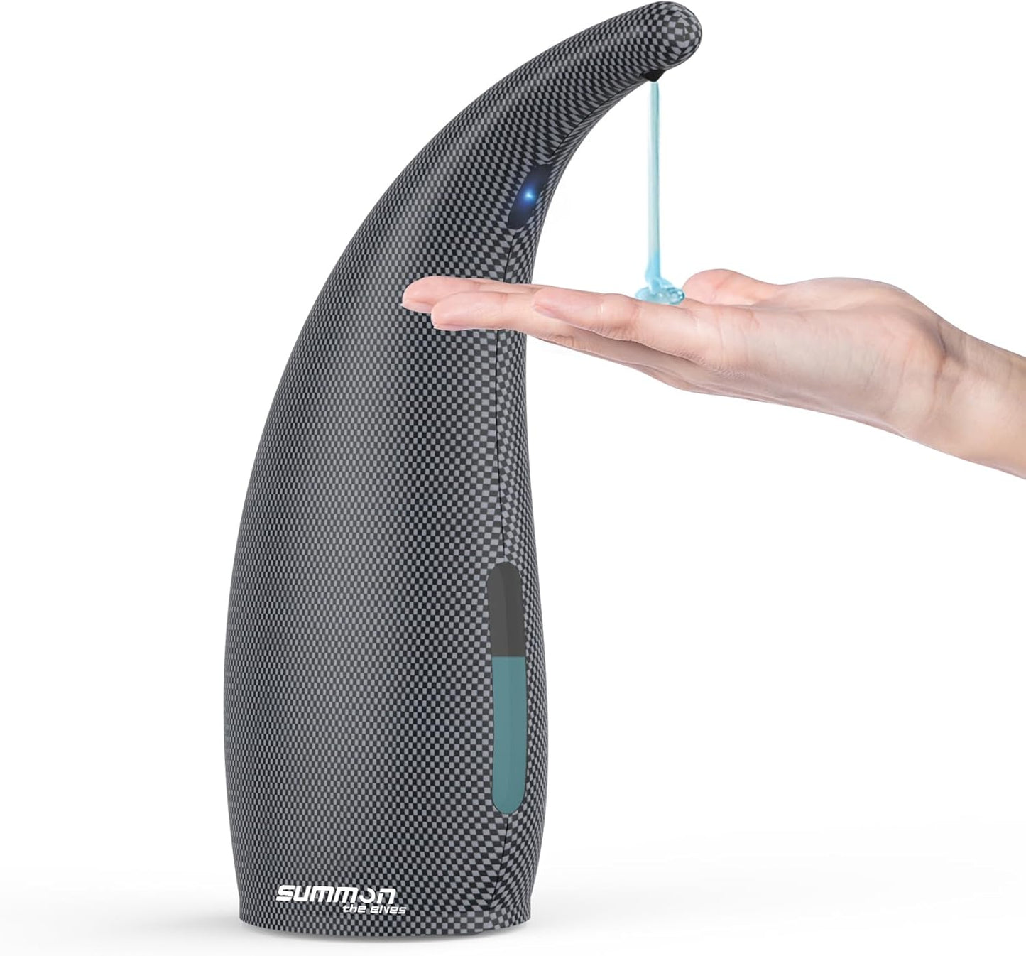 Automatic Liquid Soap Dispenser,300ML Touchless 4 Gear Adjustable, Countertop Electric Battery Operated Hand Soap Dispenser with Sensor for Bathroom,Kitchen,Office（Grid Blue）