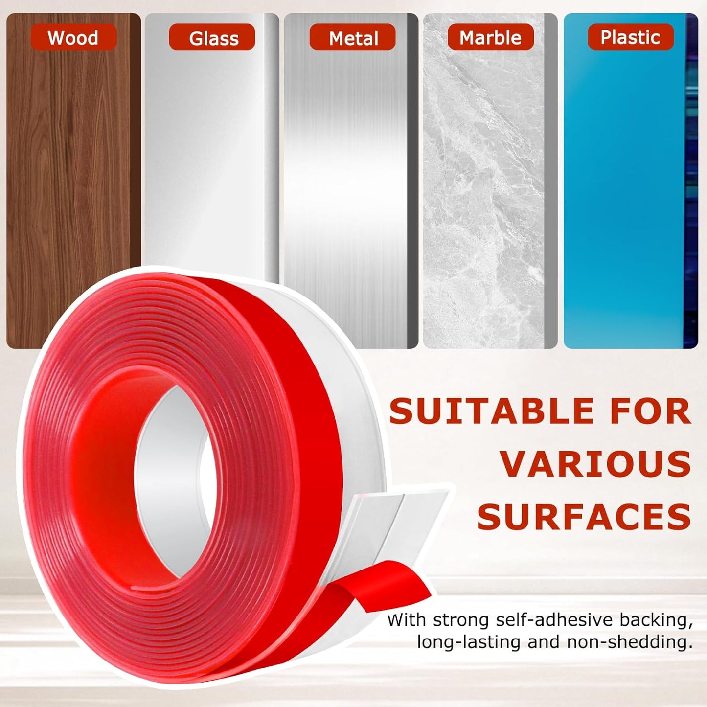 Weather Stripping Self Adhesive Door Draft Stopper Flexible Shower Door Bottom Seal Silicone Seal Strip for Sliding Glass Windows Side Gaps (Transparent, 2 Inch Wide x 20 Feet Long)