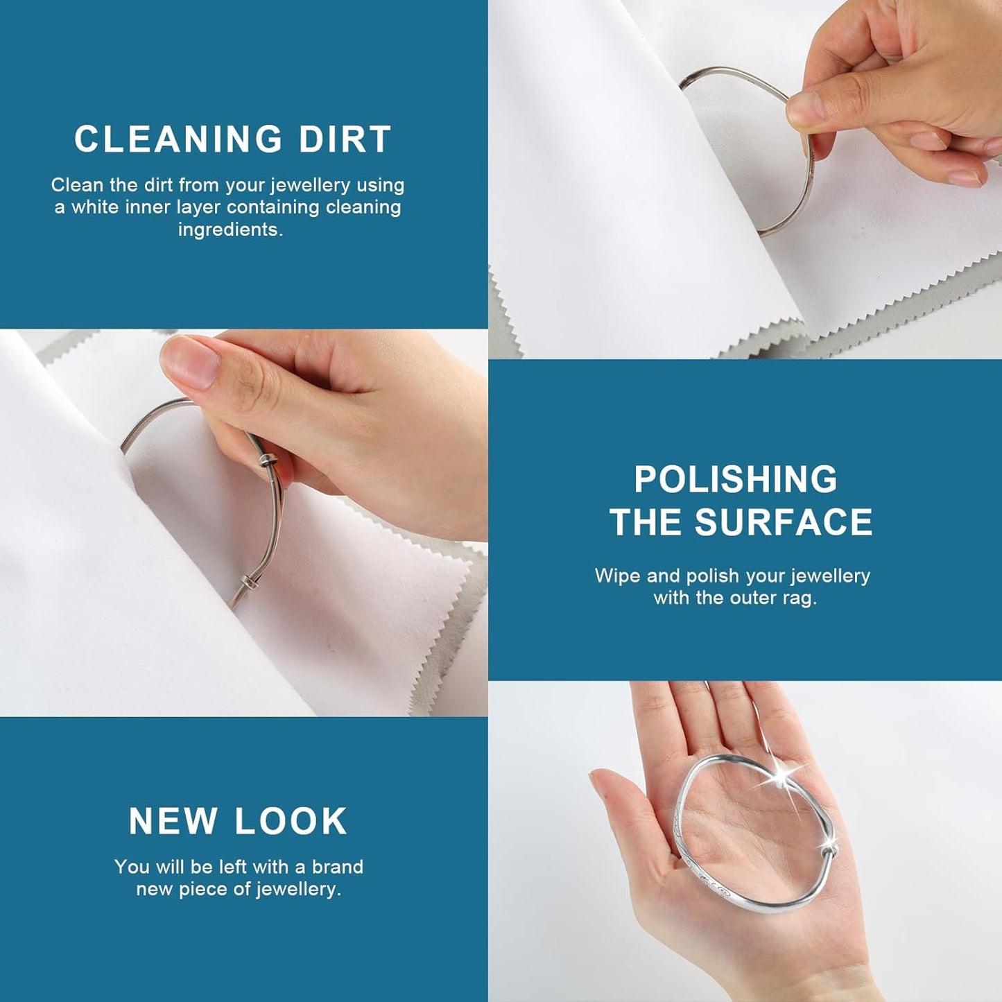Phinus 3PCS Jewelry Cleaning Cloth, 10'' x 12'' Silver Polishing Cloth Jewelry, 100% Cotton Jewelry Cloth Polishing for Cleaning Gold, Diamonds, Platinum, Gemstones, Coins