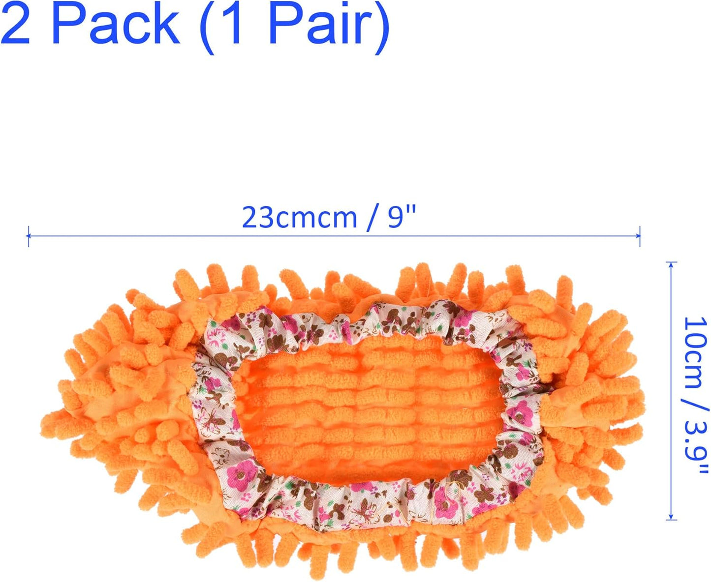 1 Pair Washable Cleaning Shoes Cover - Floor Cleaning Dust, Chenille Microfiber Duster Mop Slippers, Apply to House Office Room (Orange)