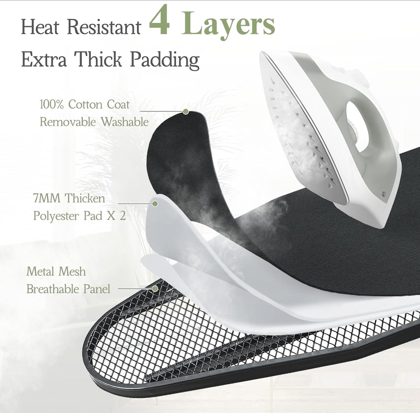 Ironing Board 48x15, Wide Heavy Duty Full Size Iron Board with Retractable Iron Rest, BlissBoard Sturdy Frame with Ultra Thick Padding, Heat-Resistant Cover, Height-Adjustable