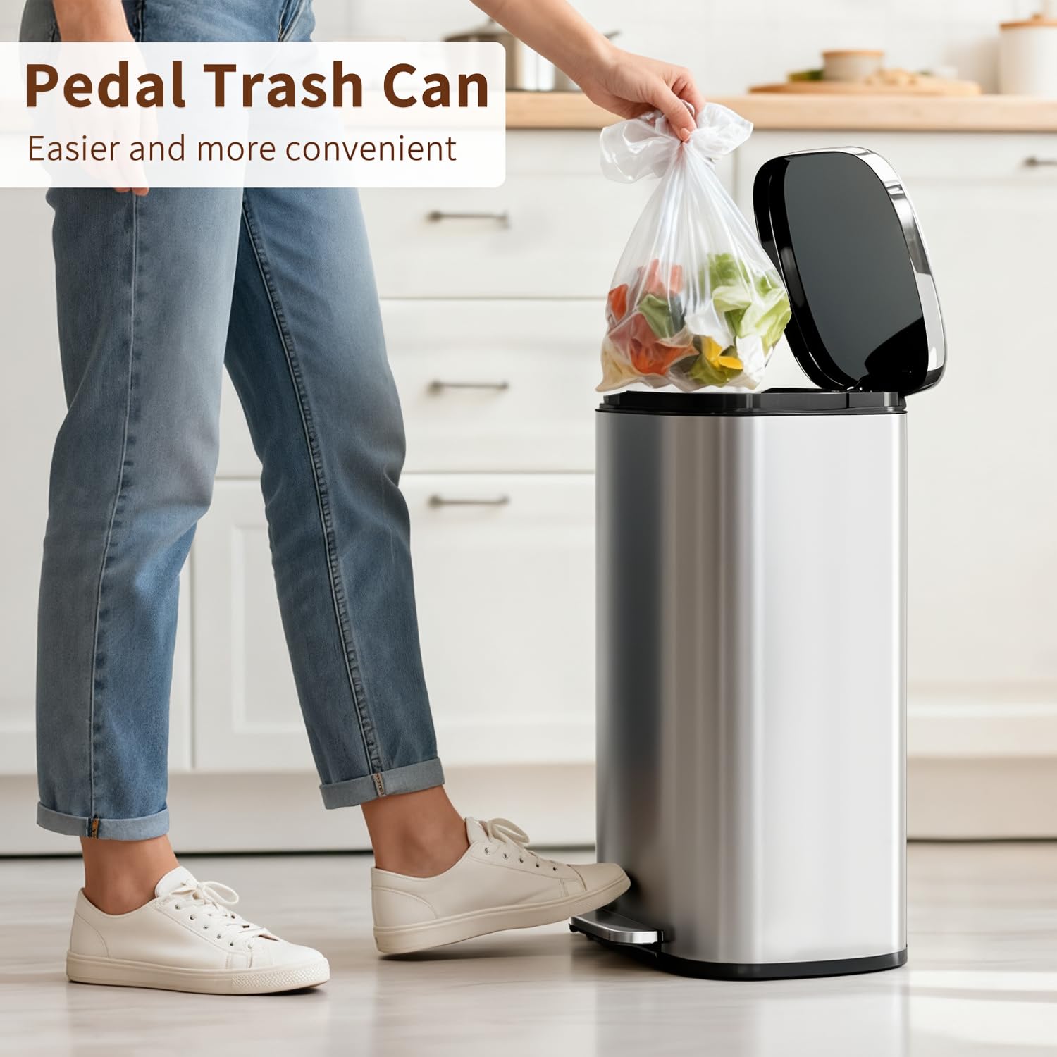 PayLessHere | 13G Trash Can with Lid | Steel | Removable Inner Bucket