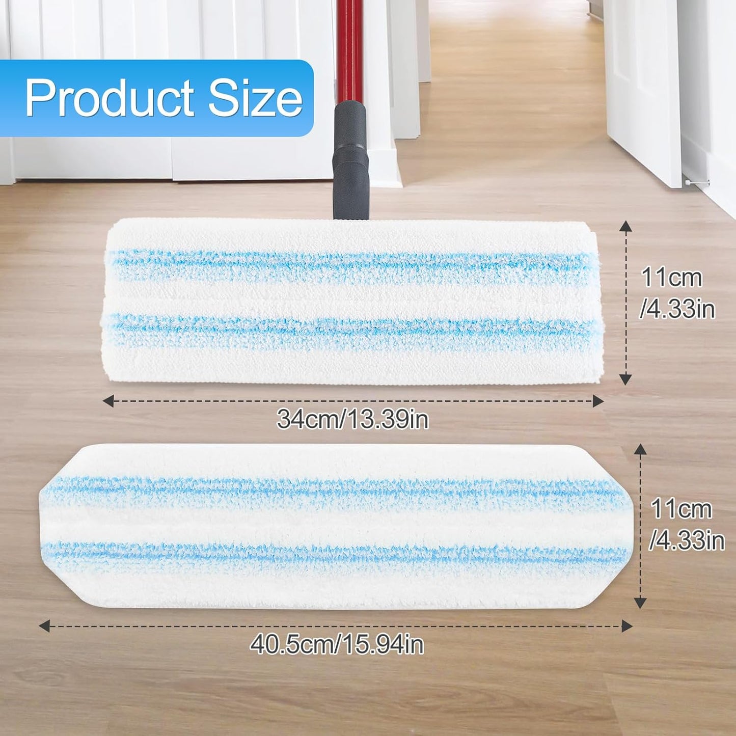 Mop Replacement Pads Compatible with O-Cedar H2prO Flat Mop System, 3 Pack Microfiber Mop Heads Replacements for Ocedar Flat Mop, Washable and Reusable Mop Pad Refills, Safe on Hard Floors