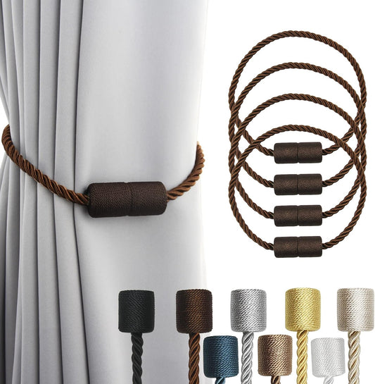 4 Pack Strong Magnetic Curtain Tiebacks Outdoor Elegant Decorative Tie Backs Modern Rope Tiebacks